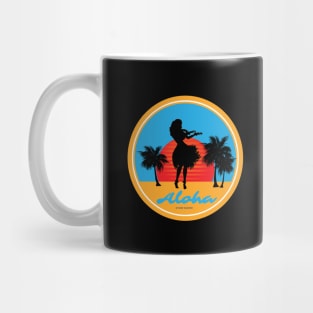 Hula Girl Dancing the Hula with Sunset Color Mug